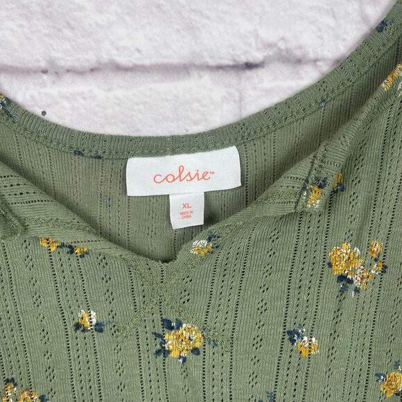 J4525 Colsie Green Floral Cropped Top size XL - Picture 2 of 6